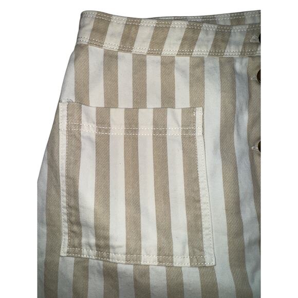 Old navy beige and cream striped button up denim mini skirt size 8 - Picture 3 of 4